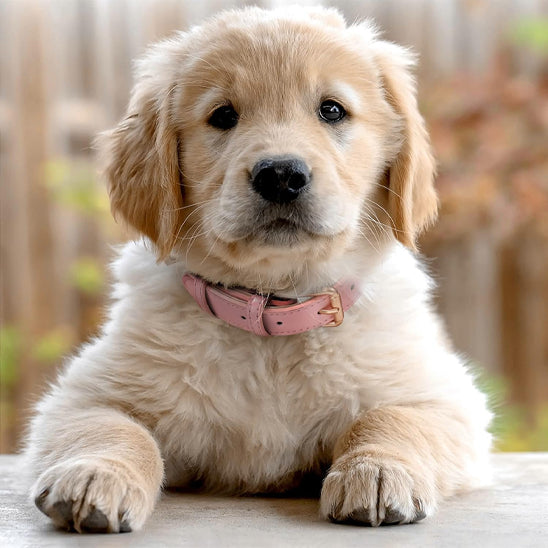 collier chien cuir rose magnifique chien